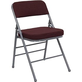 Set of 4 Triple Braced and Double Hinged Burgundy Fabric HERCULES&trade; Folding Chair -... by Furniture Crew