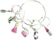 Wine Glass Charms set~ Girly Accessory Themed~ Lipstick, Hair Brush, Dress, Compact, Perfume, Handbag