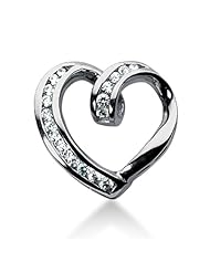 14K Gold Channel set Diamond Heart Pendant (0.58 cttw, F - G Color, SI2 Clarity)