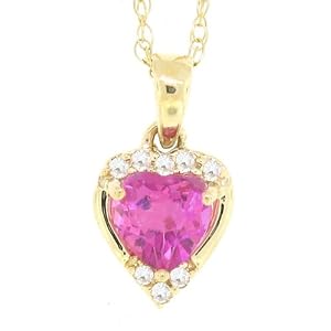 Click here to buy 0.63ct Pink Topaz and Diamond Heart Gemstone Pendant in 10Kt Yellow Gold w chain by MyTreasurez.