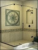 Basco Preceria Frameless Shower Door 1952-CL-SL. 74''x 60x48, Clear glass, Silver, Glass