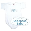Baby Bodysuit White " Light Blue Cloud Love Me, I Am Lebanese " Lebanon Country