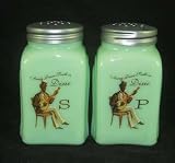 Jade Jadeite Glass Arched Salt Pepper Set Dixie