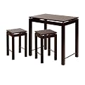 3-pc. Kitchen Island with 2 Stools- Espresso/ Metal