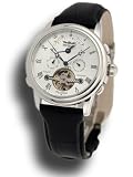 Perigaum Mens Stainless White Dial and Dual Time Zone Excalibur Watch