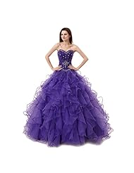 Satin/Tulle Sweetheart Beaded Backless Lace-Up Sequined Quinceanera Dress 