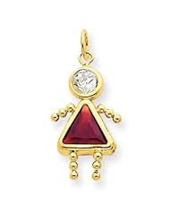 14k Yellow Gold January Girl Birthstone Charm