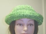 Htm78l, Hand Crocheted Lime Green Metallic Cotton Gimp One Size Floppy Hat for Teens and Adult Men and Women
