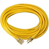 Yellow Jacket 2883 12/3 Heavy-Duty 15-Amp SJTW Contractor Extension Cord with Lighted Ends, 25-Feet
