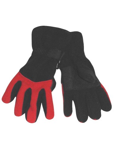 Winter Warm-Up - Boys Fleece Gloves, Black, Red