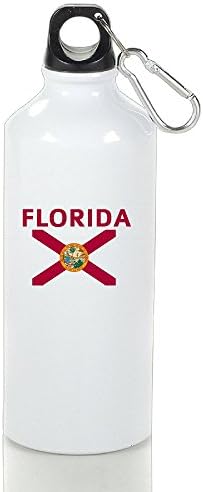 Bukinete Flag Of Florida Sports Water Bottle With Carabiner Hook White