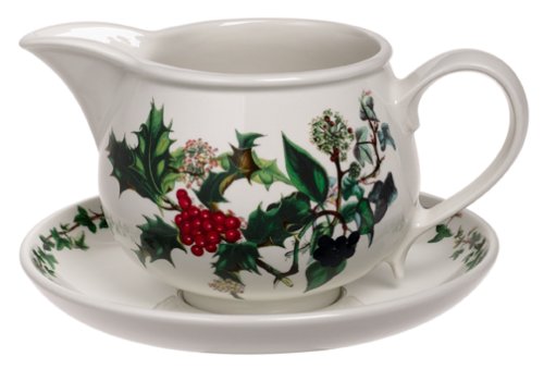 Portmeirion Holly and Ivy Gravy Boat and Stand