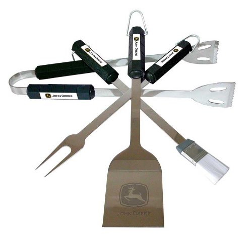 Motorhead Products MH1034 John Deere Construction 4-Piece BBQ Grilling Utensil Set