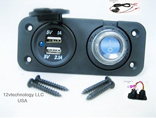 Waterproof 3.1 Amp Dual USB Charger with LED Rocker Switch Dash Panel Motorcycle Rv Marine Boat Plug#cu/swb2/tplt/4sq/bhrn30