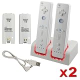4x Battery+2x Charger Station For Wii Remote Controller