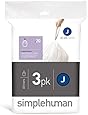simplehuman code J custom fit liners, 3 refill packs (60 liners), Code J - 30-45L / 8-12 Gallon, White