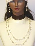 Two Strand Ivory Fresh Water Pearl Necklace with Matching Earrings for Women and Teens
