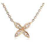 14k Rose Gold Diamond Flower Pendant (.08 cttw, J Color, I2 Clarity), 16