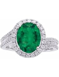 18K White Gold Emerald and Diamond Ring -- LIFETIME WARRANTY