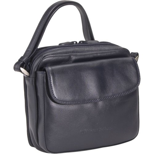 Derek Alexander Leather Top Zip with Rear Zip Organizer - Navy