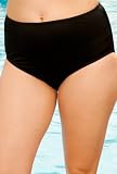 Chlorine Resistant! Beach Belle® Plus Size Black High Waist Brief - Women's Swimwear Plus Size Swimsuit