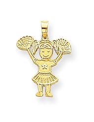 10k Yellow Gold Solid D/C Cheerleader Pendant. Metal Wt- 0.8g