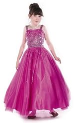 Girls Lace Crystals Crystal Beaded Applique Chiffon/Taffeta/Tulle Flower-Girl Dress 