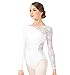 Adult Long Sleeve Leotard with Lace Sleeve and Insert,N8650BLKS,Black,Small
