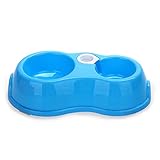 SODIAL(R) Pet Dog Puppy Cat Kitten Water Dispenser Food Dish Bowl Automatic Feeder Blue
