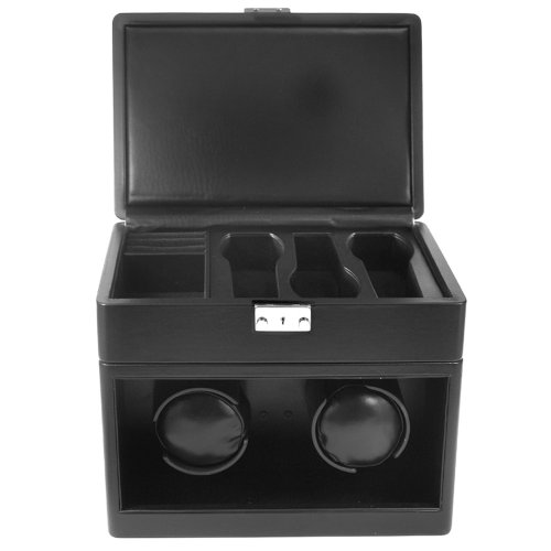 Black Leather Five Slot Watch Winder