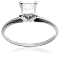 14k White or Yellow Gold Princess-Cut Solitaire Engagement Ring (1/2 ct, I-J Color, I1-I2 Clarity)