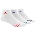 adidas Womens Cushioned 3-Pack Quarter Sock, White/Shock Red/Shock Blue/Light Flash Purple, One Size