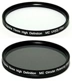 Opteka 74mm High Definition Circular Polarizing + UV (0) Ultra Violet Haze Multi-Coated Glass Filter Kit for Sony DSC-H7, DSC-H9,  DSC-H50 Digital Camera