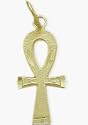 10 Karat Yellow Gold Diamond Cut Ankh Charm Pendant with 16" chain