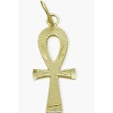 10 Karat Yellow Gold Diamond Cut Ankh Charm Pendant