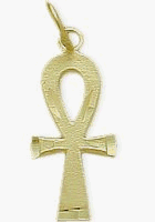 10 Karat Yellow Gold Diamond Cut Ankh Charm Pendant with 18" chain