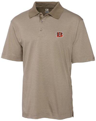 NFL Cincinnati Bengals Men's DryTec Resolute Polo Knit Short Sleeve Top, Oyster, 3X-Large
