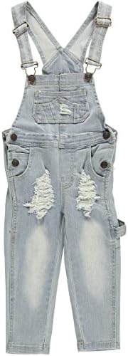 Crystal Vogue Little Girls' "Shreddy" Overalls - bleach rinse, 4