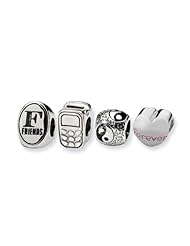 Sterling Silver Best Friends Boxed Charm Set for 3mm Bracelets