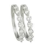 14K White Gold 1 ct. Diamond Hoop Earrings