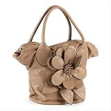 Beige Faux Leather Flower Bag AJ23943