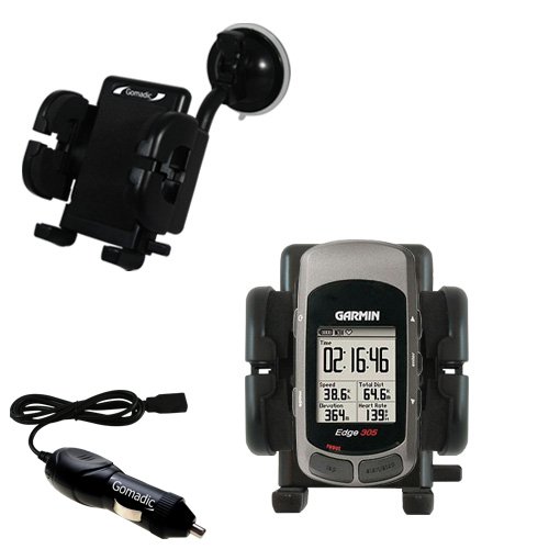 Garmin Edge 205 Flexible Auto Windshield Holder with Car Charger - Uses Gomadic TipExchange