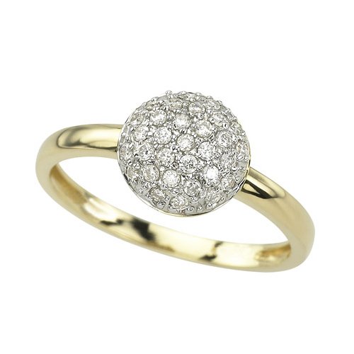 14K Yellow Gold 1/4 ct. Diamond Cluster Ring