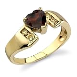 Stunning and Sophisticated 1.12 cts Heart Shape Garnet Diamond Ring 14Kt Yellow Gold