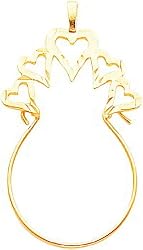 10K Yellow Gold 5 Hearts Charm Holder Diamond Cut