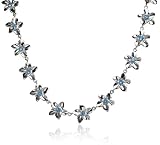 Sterling Silver Flower Necklace w/ Blue Topaz by Zina, 17"
