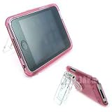 PINK SNAP ON HARD SKIN FACEPLATE COVER CASE FOR APPLE IPOD TOUCH ITOUCH 2ND GEN 3RD GEN WITH KICK VIDEO STAND CLIP + PREMIUM MIRROR LCD SCREEN GUARD