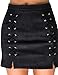 PROGRACE Black High Waist Lace Up Faux Suede Bodycon Tight Winter Skirt for Women S