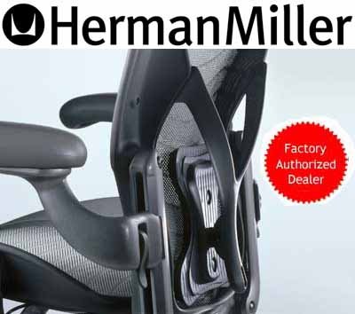 Aeron Chair - Herman Miller Highly Adjustable - Posture Fit - Medium Size (B) Carbon Frame, Classic Carbon Pellicle