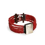 Mother of Pearl Shell and Beads Red Bracelet High Five Bracelet [Red] -Fair Trade Gifts